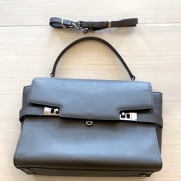 henri bendel Handbags - Henri Bendel Delvaux Style Grey Leather “Kelly Bag”